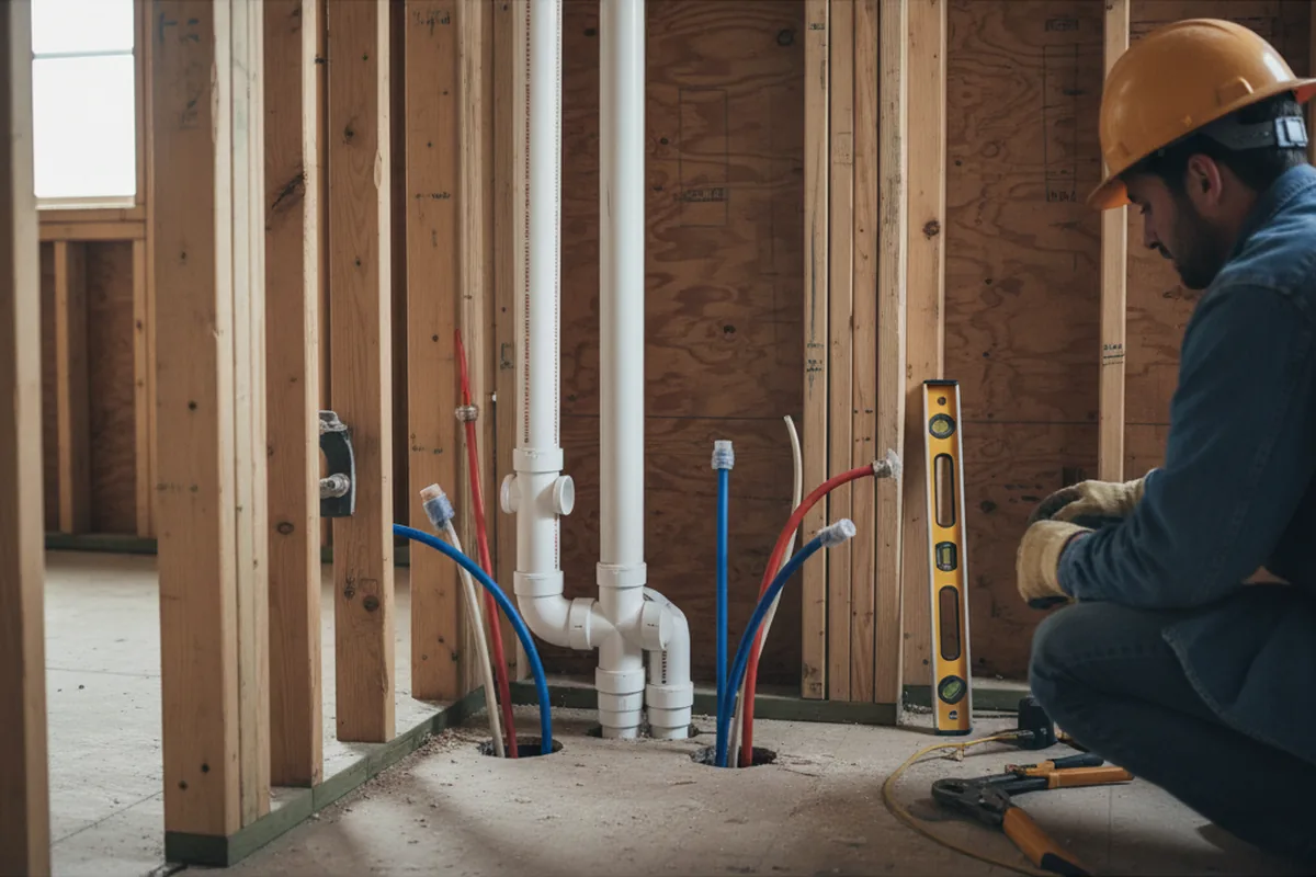 Drain and supply rough-in during Toilet Repair and Installation in North Liberty
